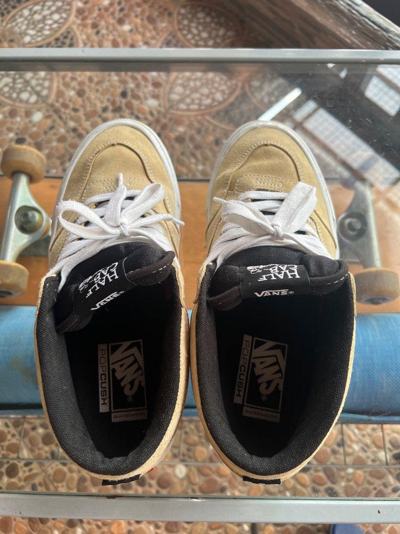 Vans Skate Half Cab 92’ Taupe (Category: Sneakers) located in Santa Cruz. Submitted by jh0606 (Listing ID 1309034341, Image 2). Description: Vans Skate Half Cab 92’ Taupe with original extra lace (black) Size 26 cm 8 mens Condition: 10/10 ₱ 2,500 (negotiable) Mode of payment: gcash Mode of delivery: J&T or LBC Can send more pics - Stains are sign of usage only.
