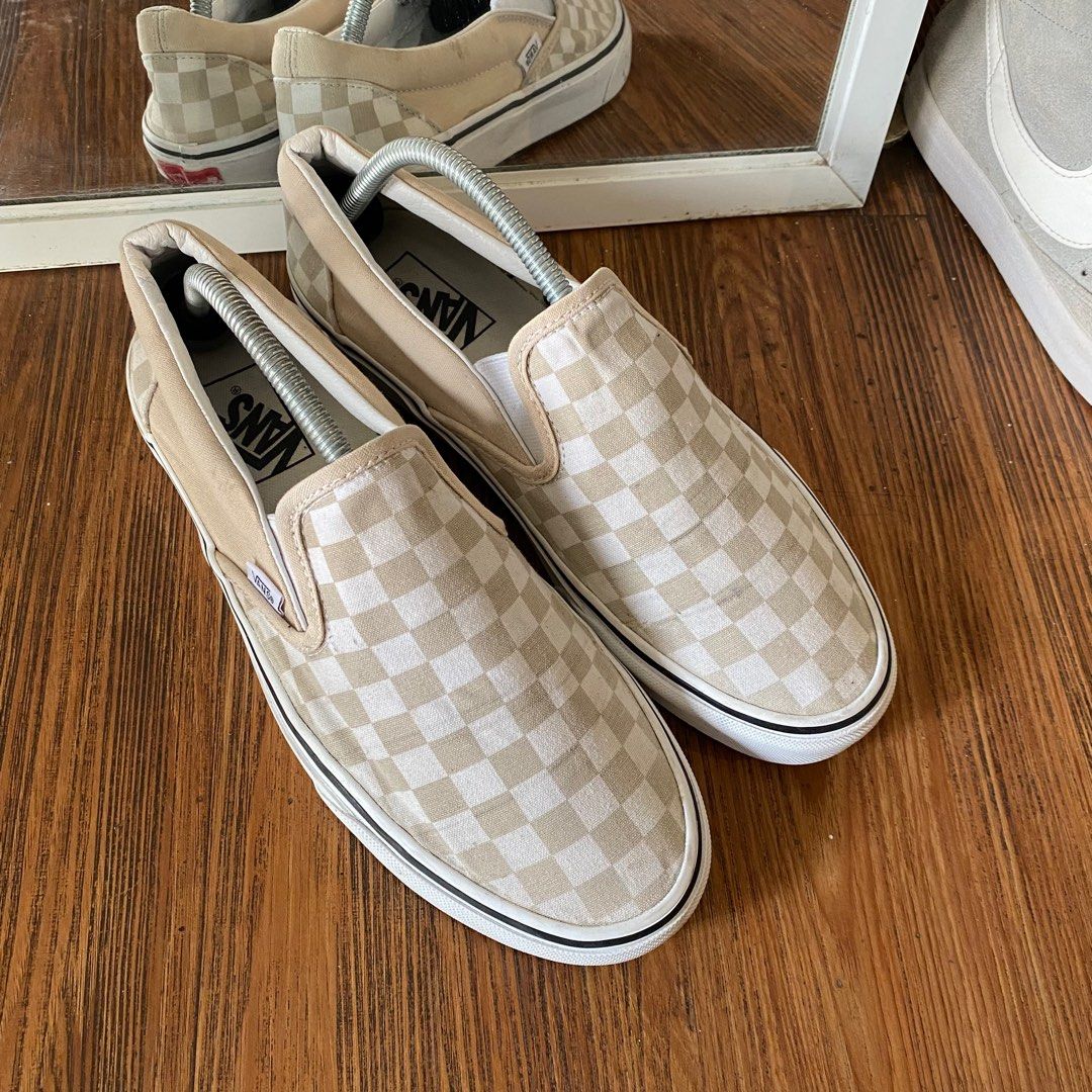 Cream checkerboard vans discount