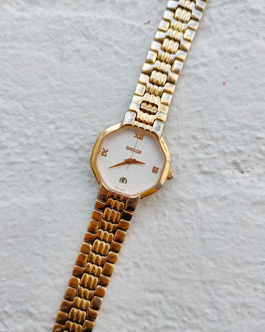 Vintage BAYLOR Octagonal Face Gold Tone Watch