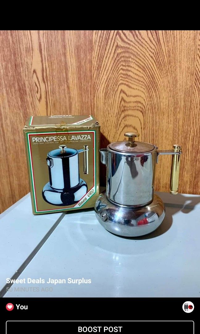 Vintage Italian Coffee Maker (Category: Coffee & Tea Tableware) located in Paombong. Submitted by sweetdeals0181656 (Listing ID 1309071578, Image 1). Description: Prinsipessa Lavazza Vintage Coffee Maker. Collectible Item..