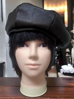 Vintage Leather Beret Jerry Yates Designer Spring Hat