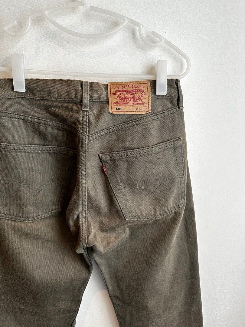 Vintage Levis 501 W30 Olive Green Men s Fashion Bottoms Jeans on Carousell