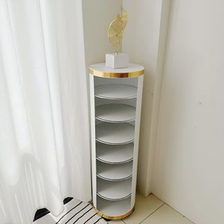 White gold cylinder rotating shoe rack