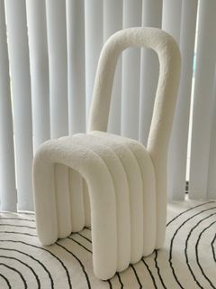 White lamb wool vanity accent chair