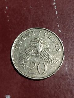1990 20 cents Singapore doubled die 2