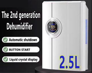 2.5 L Dehumidifier Dual Drainage System High Power LED Display Air Dehumidifier Negative lon Air Purification Home Dehumidifier