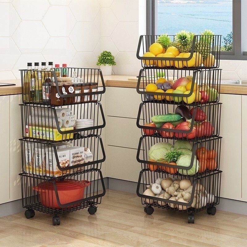 5 Layer Vegetable Rack Movable Food Rack Fruit Rack Kitchen Organizer ...