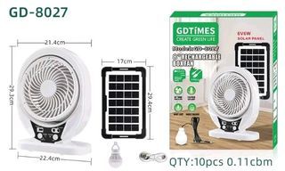 8inch rechargeable solar fan with bulb cp charging