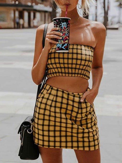 Plaid 2 Piece Set Women s Fashion Dresses Sets Sets or Coordinates on Carousell
