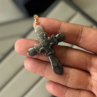 📣 PROMOTION SALE ‼️📣 Genuine Black Wuji Cross Jadeite Jade Pendant