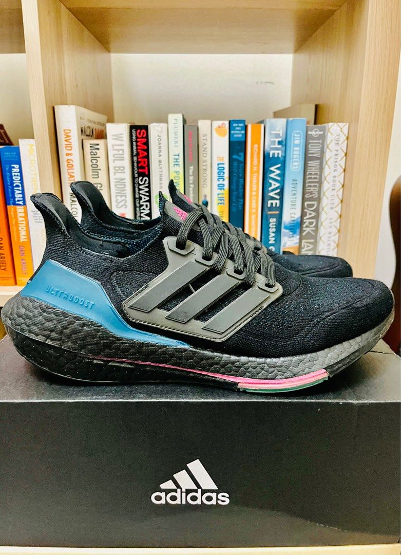 Adidas UltraBoost 21 Running Shoes Black Active Teal FZ1921