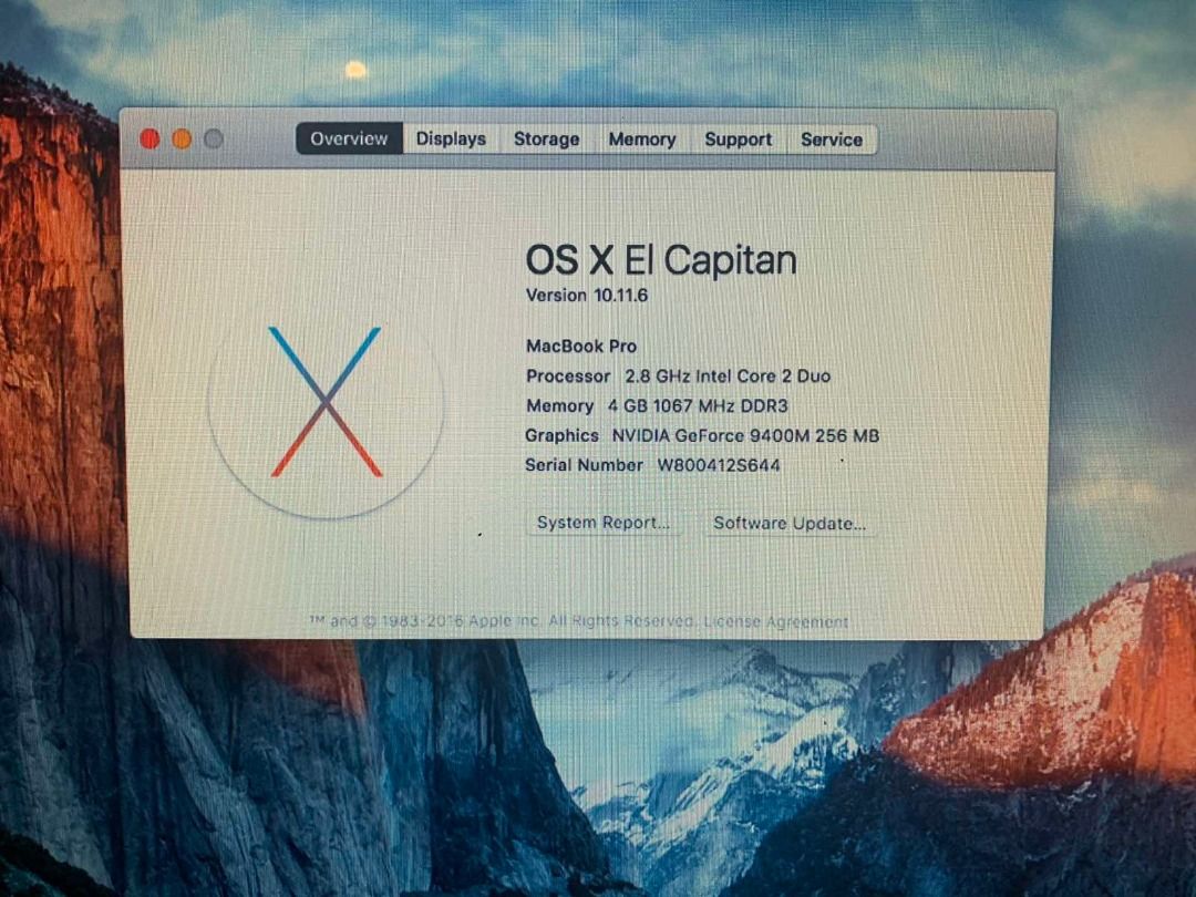 Apple MBP 2009 C2D (Category: Laptops & Notebooks) located in Pasig City. Submitted by askabel (Listing ID 1309201167, Image 1). Description: 15.4 inch nasa pics ang specs. defective lcd.. still works using an external display. nag start na mag swell ang battery. tinutulak ng batt ilalim ng trackpad at cover sa ilalim.. wifi=👍 bluetooth =👍 keyboard =👍 iSight cam =👍 optical drive = untested medyo mahina speakers, pero working. also includes th