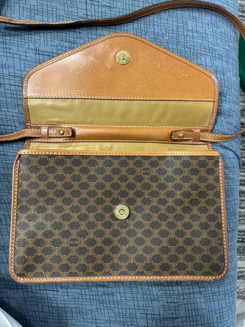 Authentic Celine Macadam Brown Crossbody Bag (Category: Luxury Bags & Wallets) located in Manila. Submitted by ganned (Listing ID 1309346990, Image 2). Description: Celine Macadam Crossbody Bag Considered vintage but still in good condition Leather material still looks and feels premium Noticeable flaws are in the photo .
