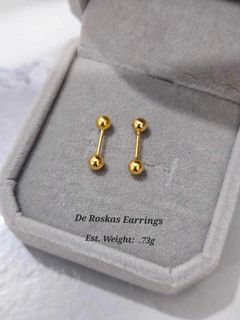 Barbell Deroscas Stud Earrings Saudi Gold 18 K ✨