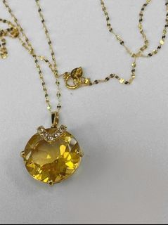 Citrine and diamond round necklace