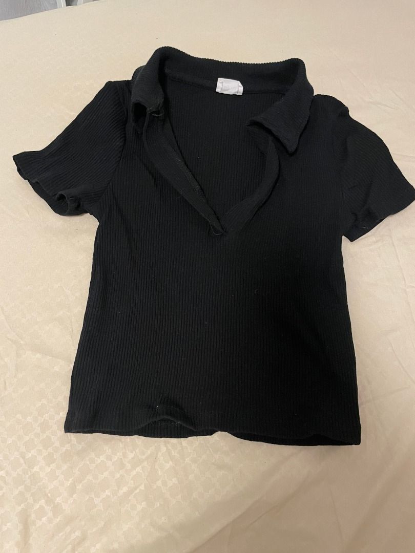 Low cut black shirt top