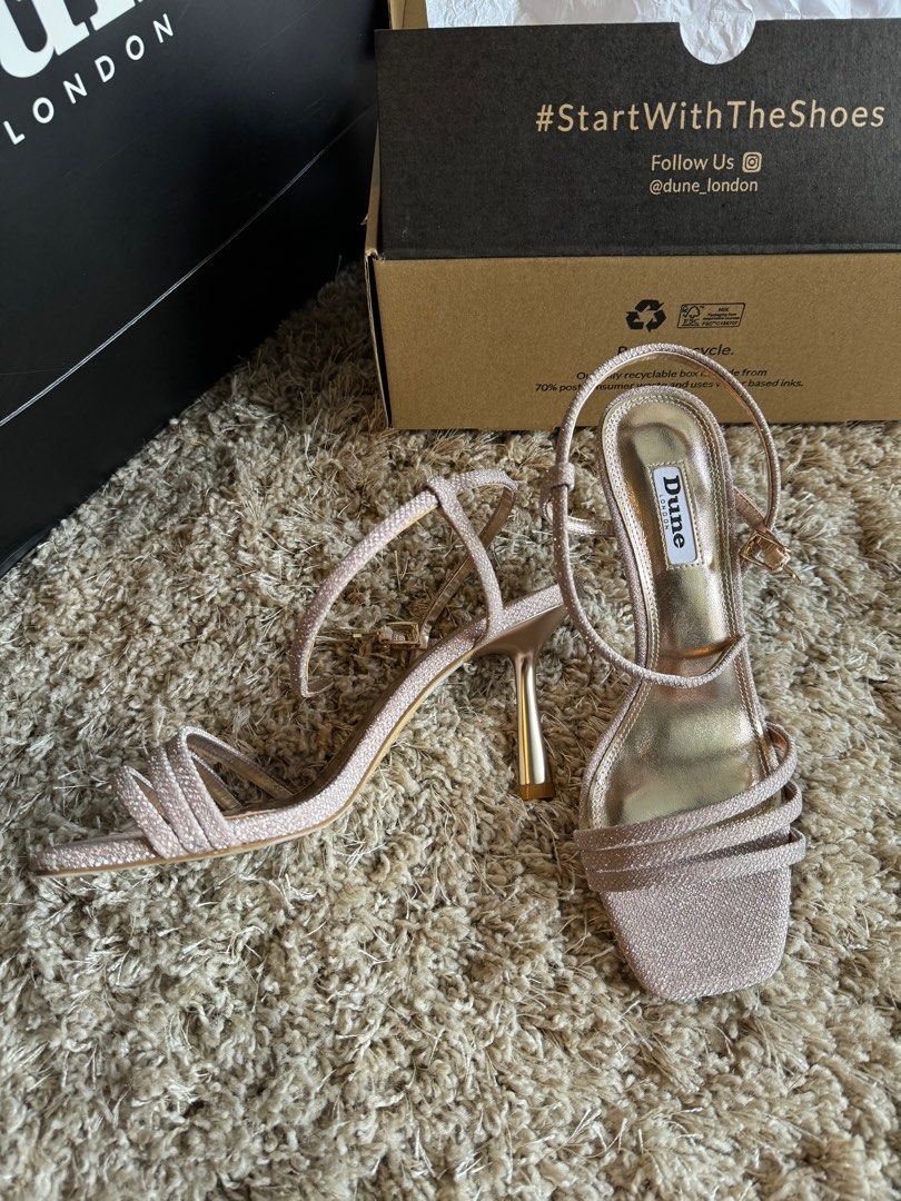 Dune London Rose Gold Barely There Sandal (Category: Heels) located in Makati City. Submitted by _peach19 (Listing ID 1309196600, Image 1). Description: Size 39, only used once for a gown fitting..