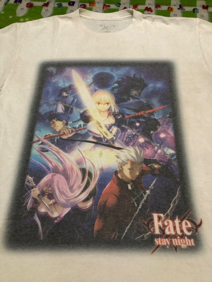 FATE Stay Night (Anime Shirt) (Category: Tshirts & Polo Shirts ) located in Tuguegarao City. Submitted by emdisplay (Listing ID 1309320187, Image 2). Description: Fate: Stay Night Fate Stay Night printed tag (Officials Merch) 21x27 / Large / size Large on tag Flaws: needs wash only and lints.