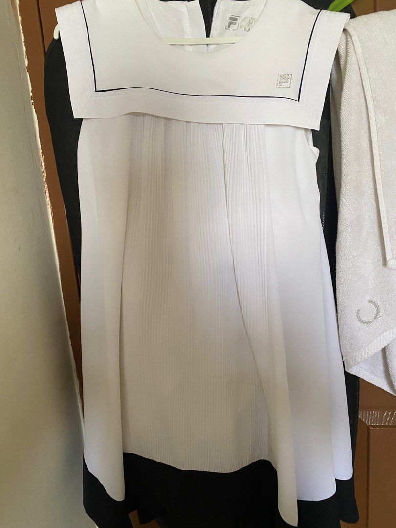 Fila White Line Pleated Collar Dress (Navy, White) Tennis Dress, Babies &  Kids, Babies & Kids Fashion on Carousell