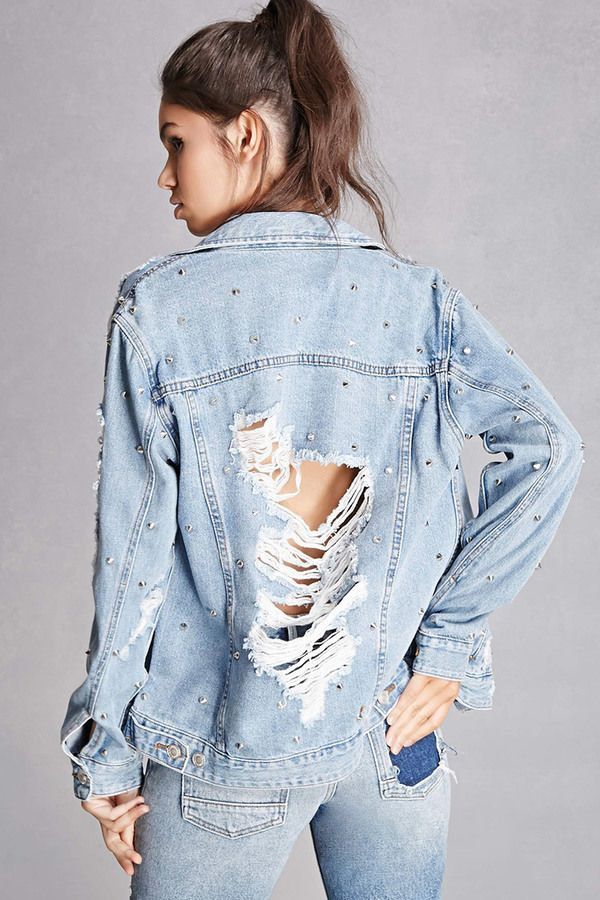 Ripped jean jacket forever 21 sales