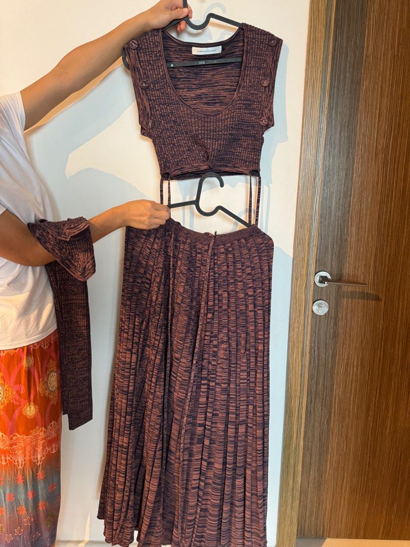 christopher esber pleated knit tie skirt