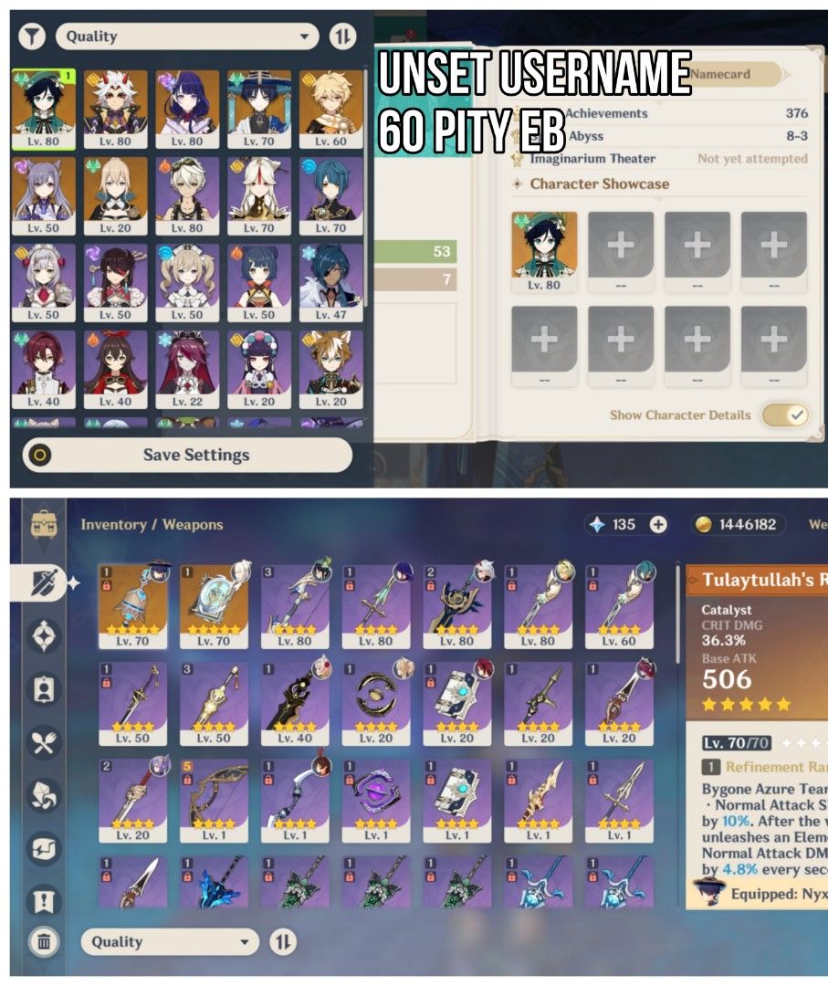 Genshin Impact account (Category: Others) located in Cabanatuan. Submitted by zeroshopp (Listing ID 1309309235, Image 1). Description: message me po dito sa number ko 09934239324.