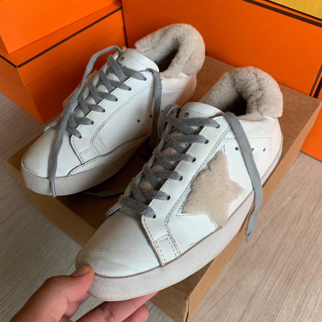 Goose Superstar Distressed Leather And Suede Sneakers GOLDEN GOOSE