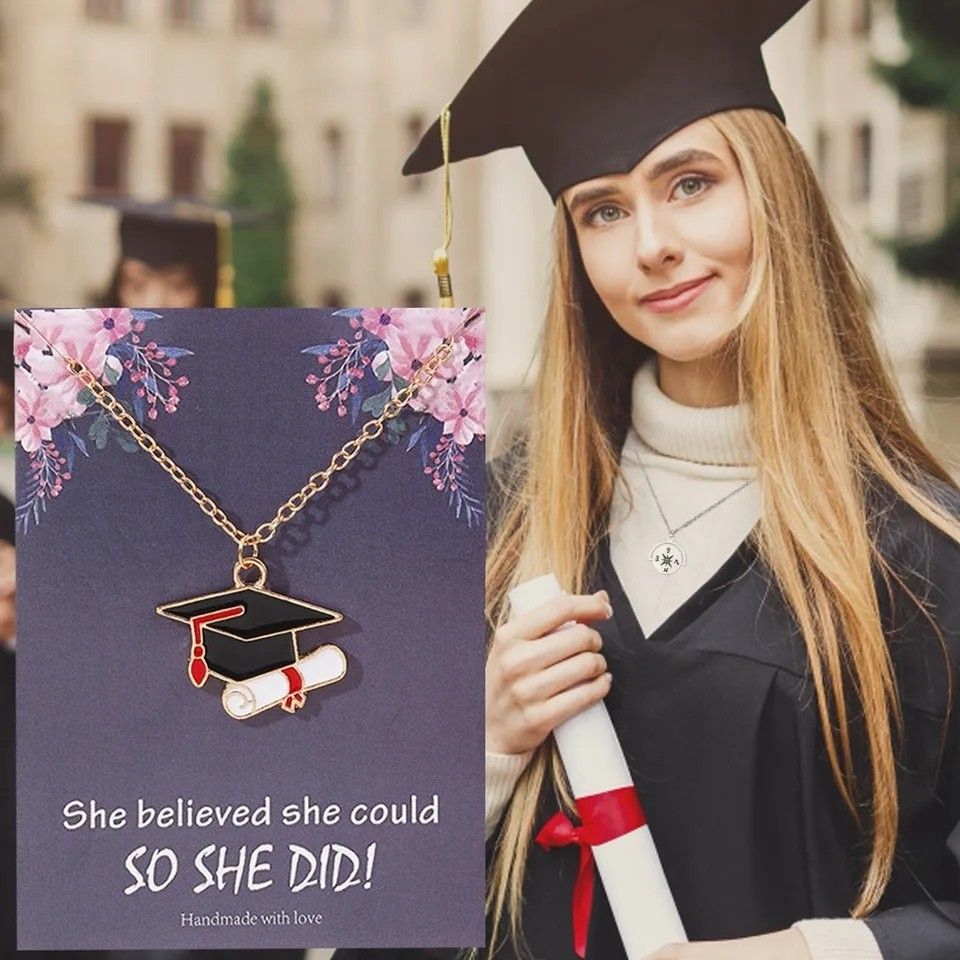 Graduation Cap Necklace Fashion Bachelor Postgraduate Master Phd Graduate Necklaces Chokers With Card Jewelry Gift Women s Fashion Jewelry Organisers Necklaces on Carousell