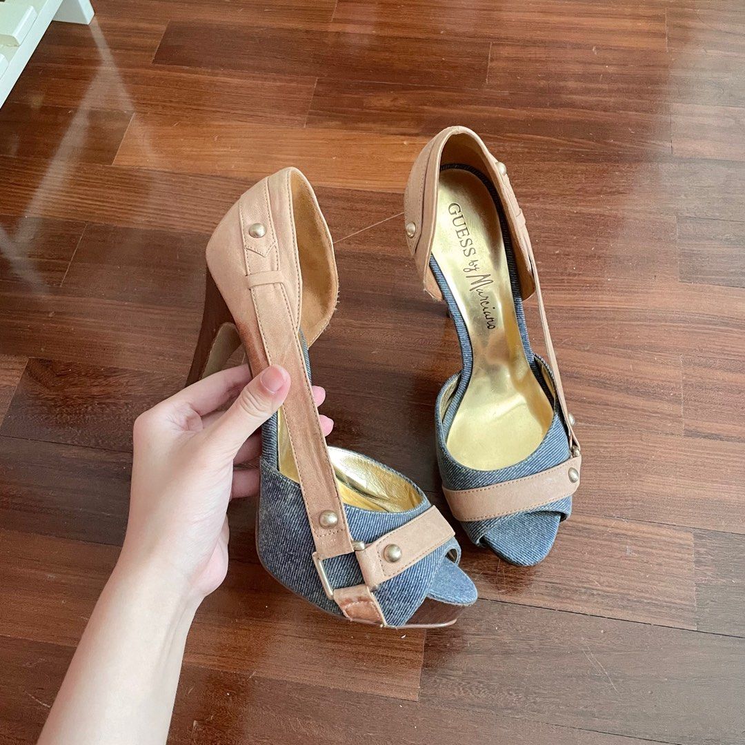 Guess denim heels shop