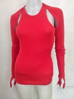 HELMUT LANG Fire Red Shawl Constructed Top Sz.S