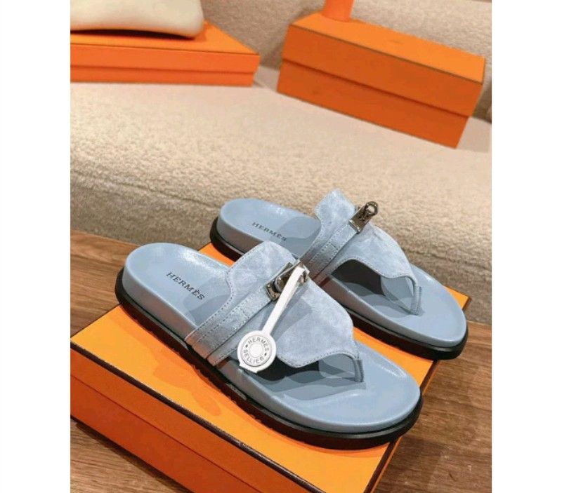 Herm*s Sandal Biru muda Suede Empire - Main Image