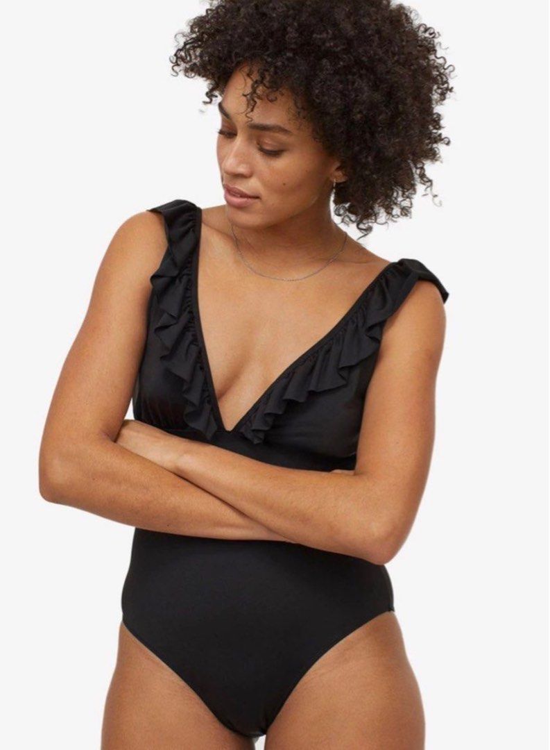 H&m black one piece swimsuit best sale