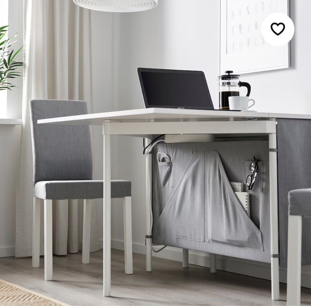 IKEA KALLHALL Gateleg table with storage, white/light grey, Furniture ...