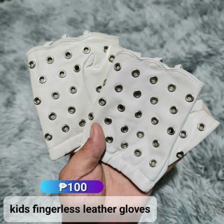 Kids Fingerless Leather Gloves