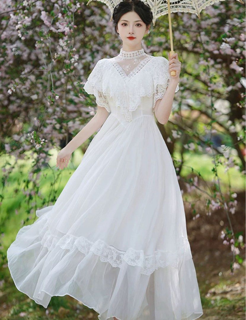 Long Dress Woman Korean Style White Romance