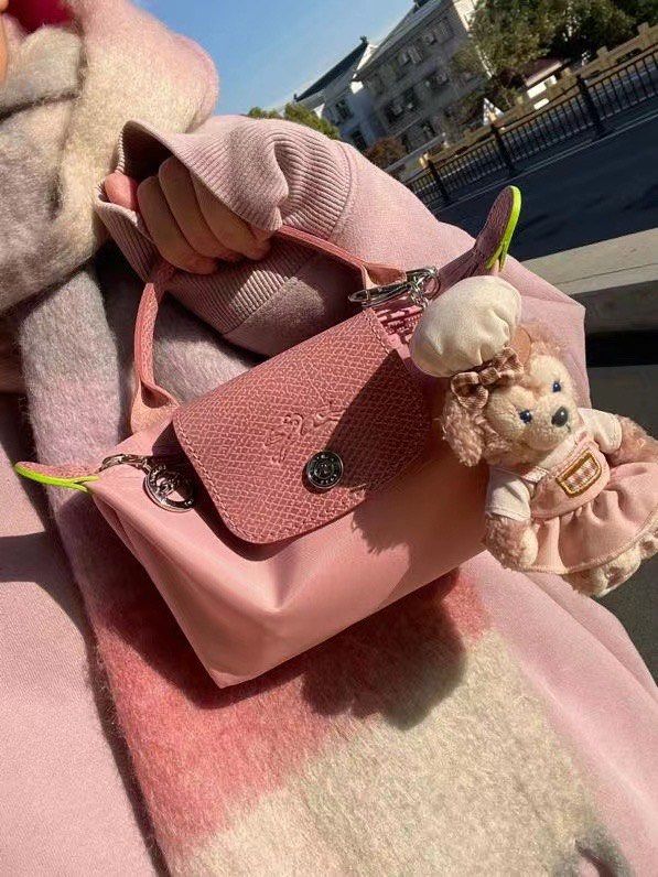 Longchamp Bag pink clutch mini handbag can add on strap 25 instock Women s Fashion Bags Wallets Clutches on Carousell