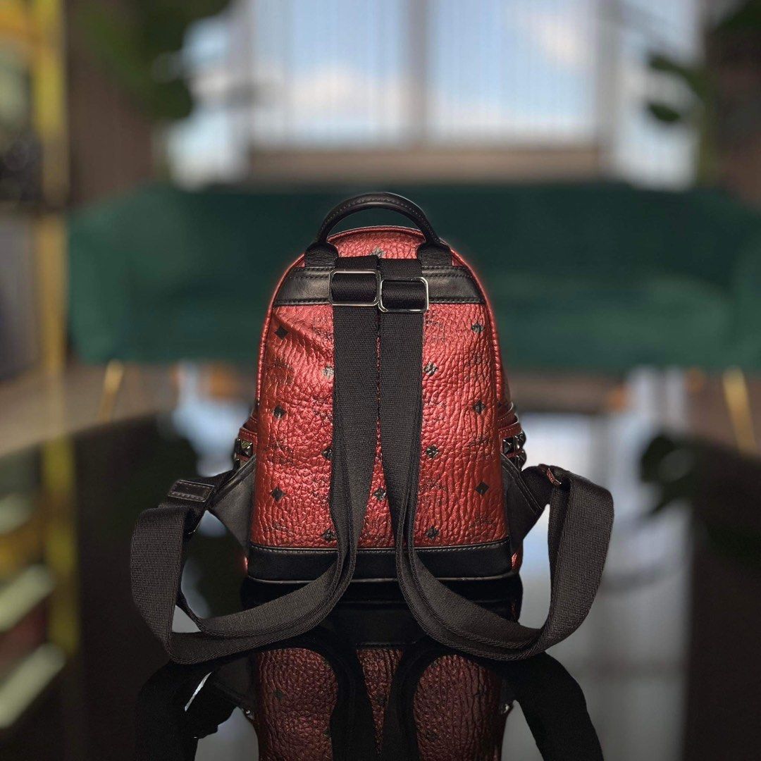 MCM Mini Maroon Backpack (Category: Luxury Bags & Wallets) located in Manila. Submitted by personalprelovedmnl (Listing ID 1309267806, Image 3). Description: LMCM Mini Maroon Backpack L22cm x H28cm x W11cm Rank A no flaws Used a few times only Bought from Niks Diesel of Laxillion Luxury .