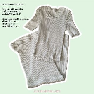 mint green knitted midi skirt set/coordinates