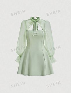 Mint/Sage Green Mesh Dress
