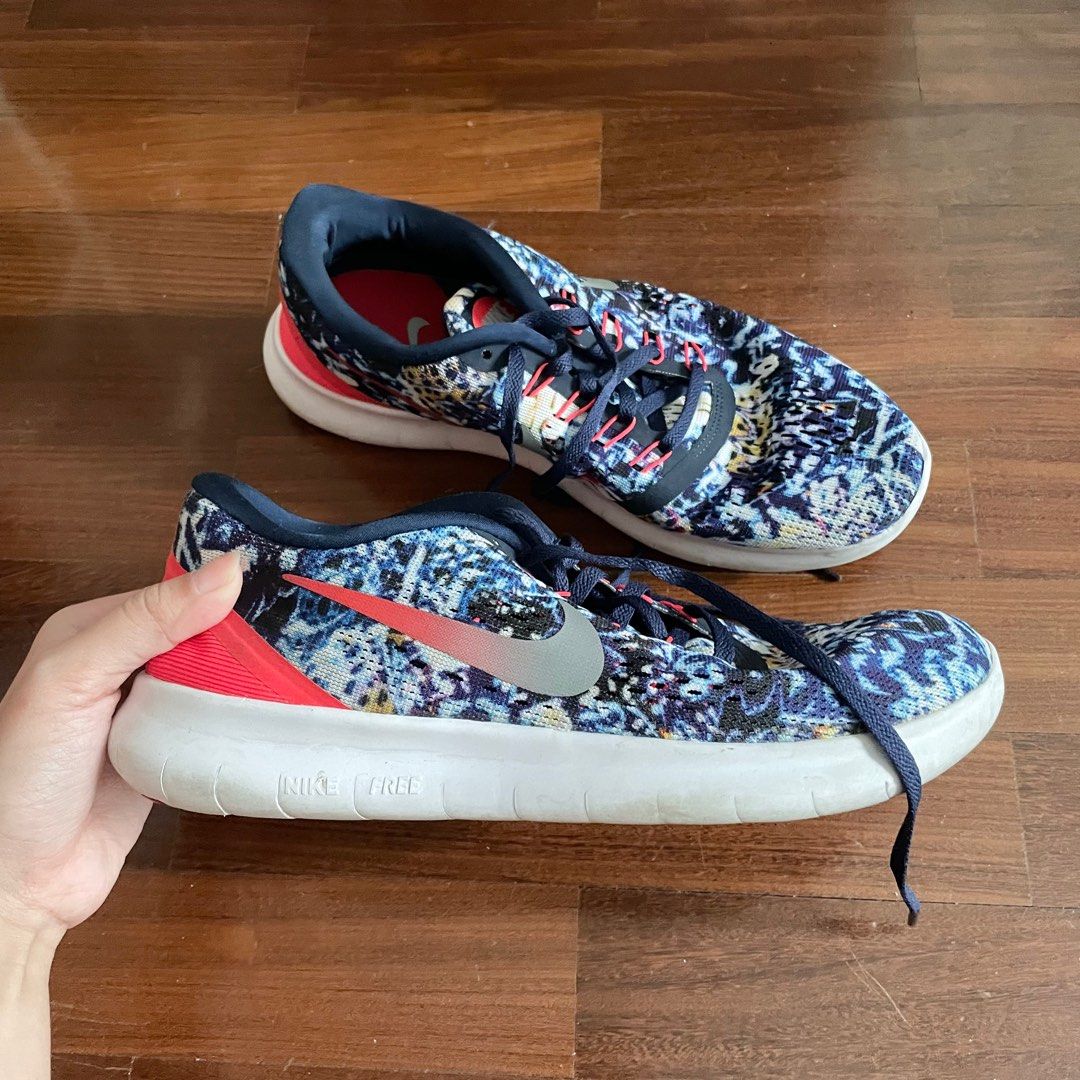 nike free blue multi colour floral sneaker shoe Women s Fashion Footwear Sneakers on Carousell