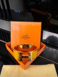 Original Hermes Clic Clac Bangle Wide Yellow Enamel PM size