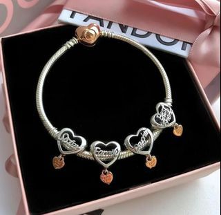 Pandora hearts charms " sister " "best friend" "daughter" "family" 950 each -- bracelet two tone heart 2200