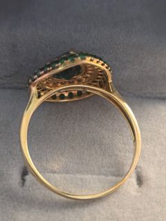 Pear Emerald Diamond Ring 14KT by LVNA