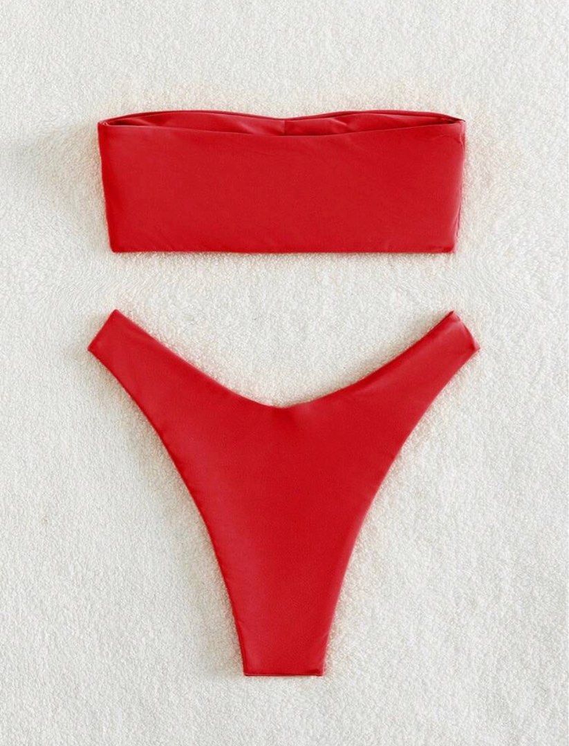 Red Bandeau Bikini Set (Category: Bikinis & Swimsuits) located in Rizal. Submitted by beaa23 (Listing ID 1307473579, Image 2). Description: Rfs: Too small for me *Item is not used Tube top Swimsuit Swimwear Bandeau High cut Sexy Summer Two piece.