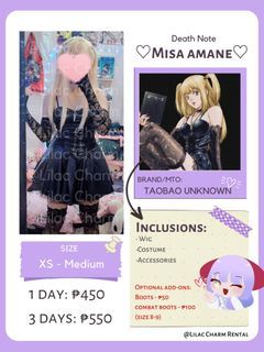 /R/E/N/T/A/L/ Death Note Misa Amane Cosplay Costume