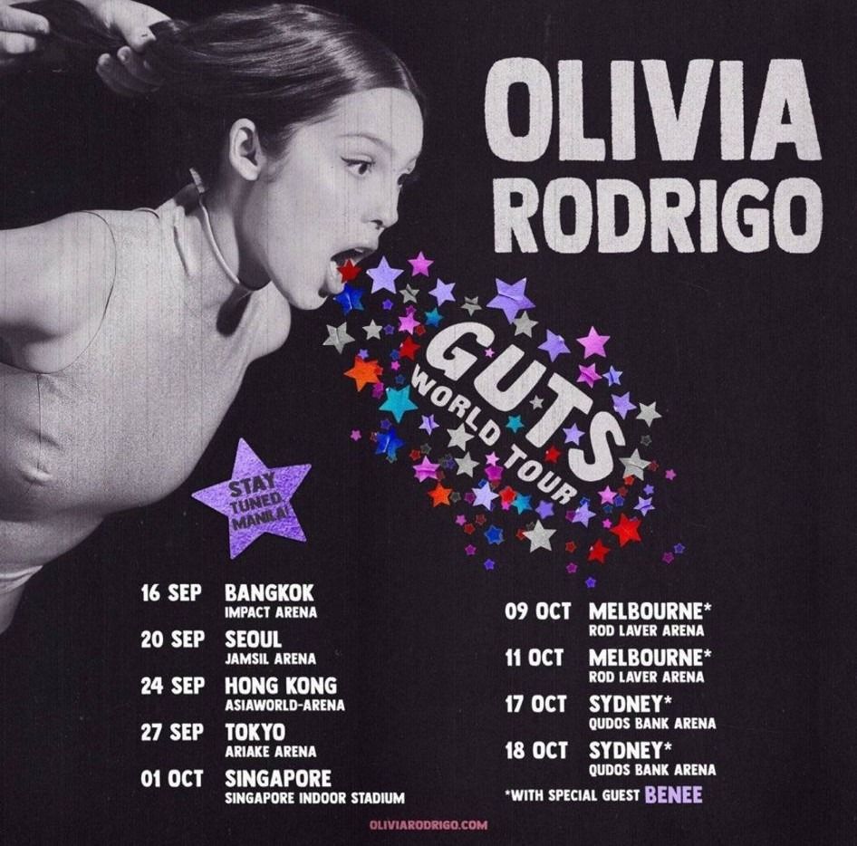 SG Olivia Rodrigo GUTS Tour Day 2 (2 Oct 2024) VIP tickets 2x, Tickets &  Vouchers, Event Tickets on Carousell