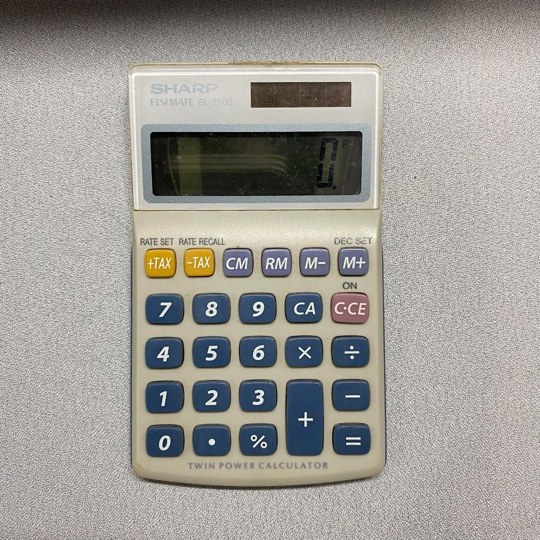Calculator (Category: Office & Business Technology) located in Quezon City. Submitted by karenfiedacan (Listing ID 1309222377, Image 1). Description: SHARP HANDHELD CALCULATOR EL-250S - Large 8- Digit Display, Twin Power Source, Tax Calculation, Slant Display, Protective Display Cover - Authentic, NO box, NO manual, VERY HANDY - Used but not abused, still operating, battery replaced just this June 2024 - Selling for only 120php (Original Price: 2