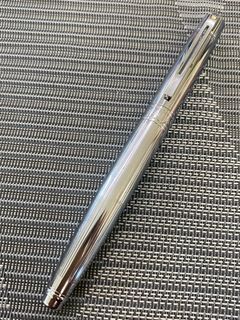 Sheaffer 300 Straight Line Chrome Trim Fountain Pen - Personalized Name Engraved - Preloved - Ink Working