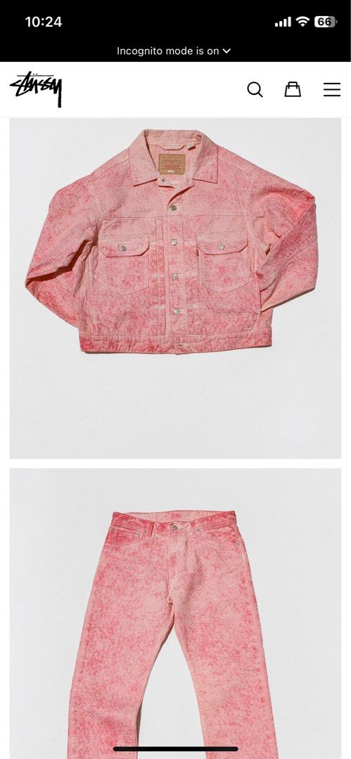 Trucker Jacket Pink Stussy Jacquard Jacket Stussy Levi's® Jacquard