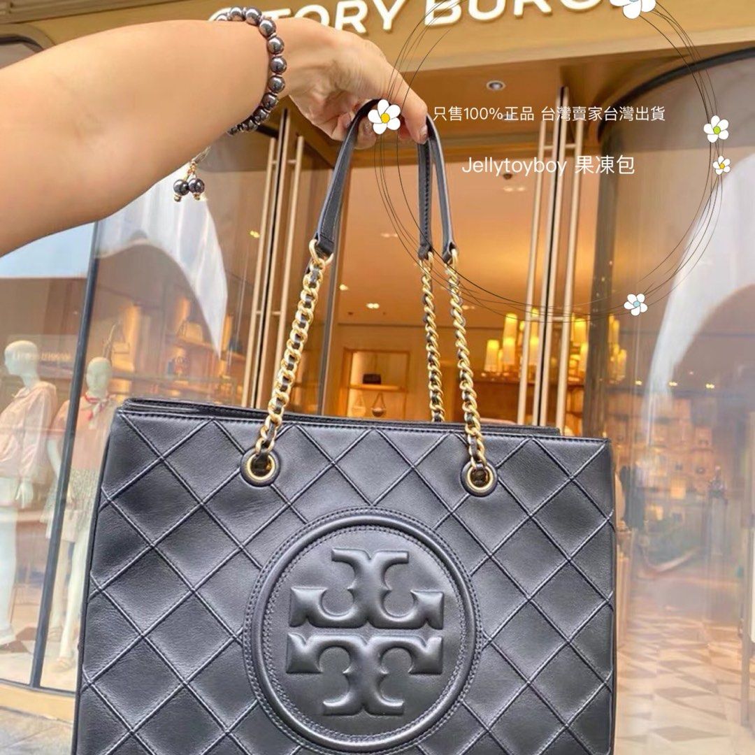Tory burch fleming tote bag large size black instock Women s Fashion Bags Wallets Tote Bags on Carousell